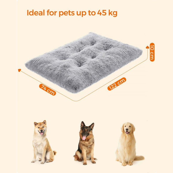 Rootz Hundeseng - Kæledyrspude - Hundepude - Kæledyrsmadras - Blød Hundeseng - Vaskbar Hundeseng - PV Plys - PP-fyld - Lysegrå - 80 x 50 cm (L x B)