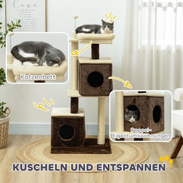 Rootz Cat Tree - Divisible Cat Tower - inomhus kattlekplats - Mysig gömställe - 55 cm x 48 cm x 107 cm