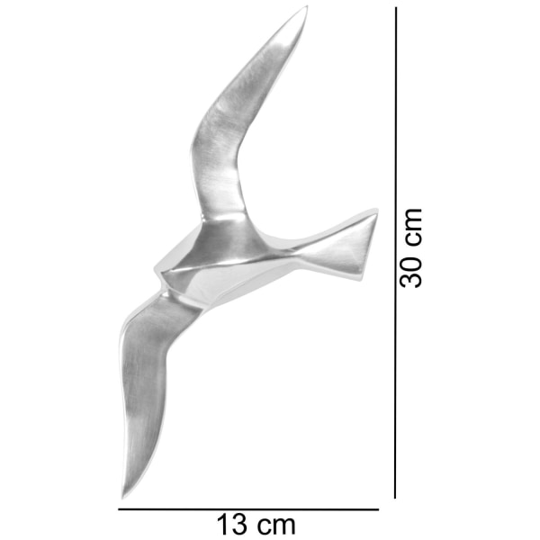 Rootz vægdekoration S måge poleret aluminium Dekofigur 30 cm statue skulptur lille aluminium individuelt moderne Maritime