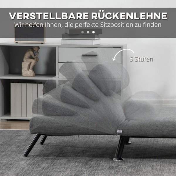 Rootz Foldeseng - Alsidig Sovesofa - Tilbagelænet ryglæn - Stålramme - Linnedlook - 75cm x 70cm x 75cm (Sofa) / 180cm x 75cm x 25cm (Senge)
