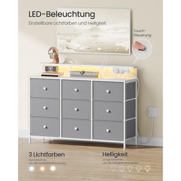 Rootz 9 Skuffekiste - Opbevaringsenhed - Kommode - LED -belysning - Rumbesparende - 33,5 x 114 x 84 cm