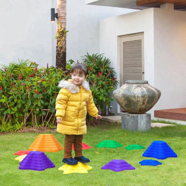 Rootz Balance Stones - Trappesten - 11 stykker - Stabelbar - Skridsikker - Robust - Til indvendig og udvendig - Belastbar op til 80 kg - Flerfarvet -