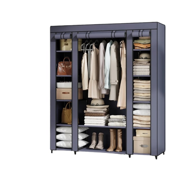 Rootz Fabric Garderobe - Stofskabet - Fleece Coated Storage - Rumbesparende løsning - 45x150x175cm - Blå