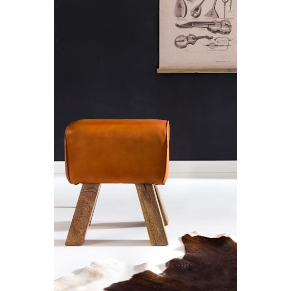 Rootz Design sæde skammel brun 40 x 30 x 47 cm Polstring skammel Læder skammel - Fodskammel Fodstøtte