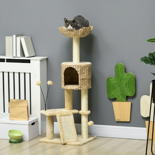 Rootz Cat Tree Tower - Raaputustolppa - Kiipeilyteline - Kissan asunto - Sisalin köysitolpat - 45 cm x 40 cm x 116 cm