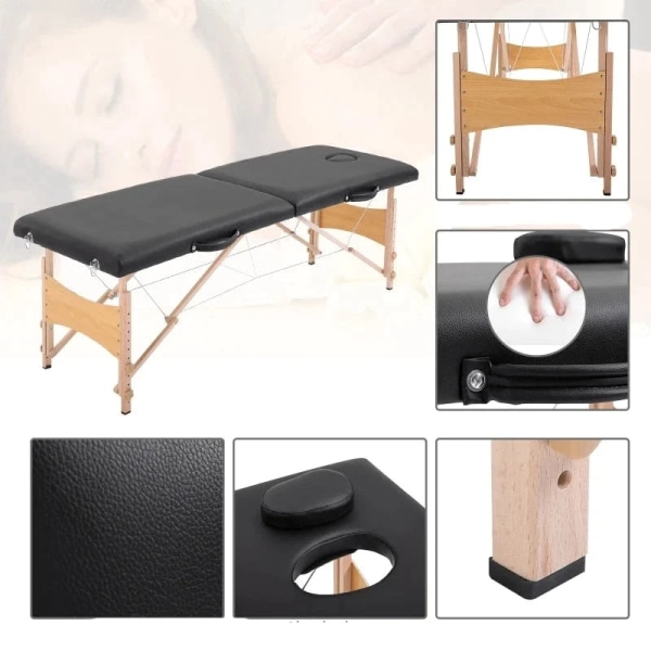 Rootz massagebord - Mobilt massagebord - Höjdjusterbar kosmetisk bänk - Bärbart spabord - Professionellt massagebord - Mjukt och bekvämt - poppelträ -