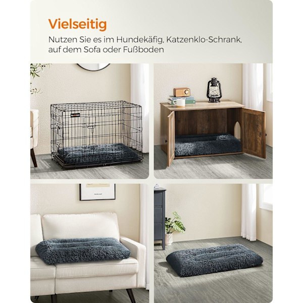 Rootz Dark Grey koiransänky - Lemmikkimatto - Pehmustettu sänky - PV-pehmomateriaali - PP-täyte - Kumitangas - 122 cm x 74 cm - 10 cm Paksuus - Kevyt