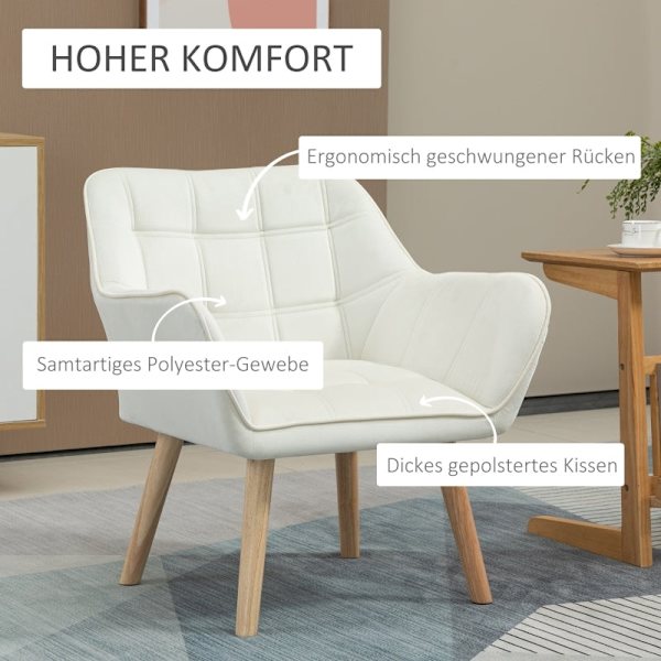 Rootz Scandinavian Style Lounge Chair - Læsestol - Fløjlspolstret stol - Moderne Design - Tyk polstring - 67cm x 61,5cm x 71cm