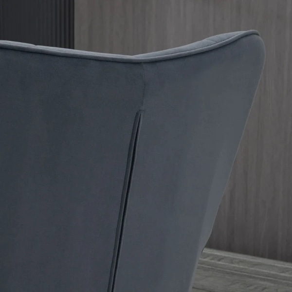 Rootz Lænestol - Osmannisk - Afslapningslænestol - Knapsyning - Fløjlsstof - Sorte stålben - Stålstel - Mørkegrå - 71L x 77W x 99H cm
