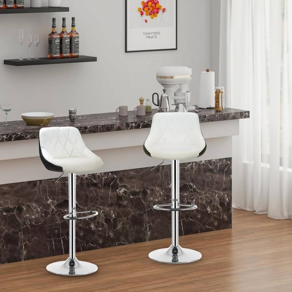 Rootz Barpall - Justerbar bänkstol - Vridbar barstol - Bekväma sittplatser - Ergonomisk design - Golvskydd - Imiterat läder - 38cm x 35cm x 84-106cm J