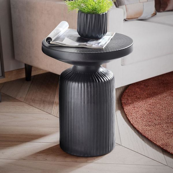 Rootz Modern Design Sidebord - Rundt bord - Elegant Lamellook - Håndlavet - Pulverlakeret aluminium - 40cm x 40cm x 50cm