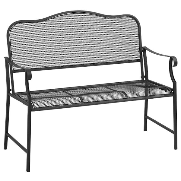 Rootz trädgårdsbänk - 2-sits trädgårdsbänk - 2-sits bänk - väderbeständig - metall - svart - 113cm x 58cm x 98cm