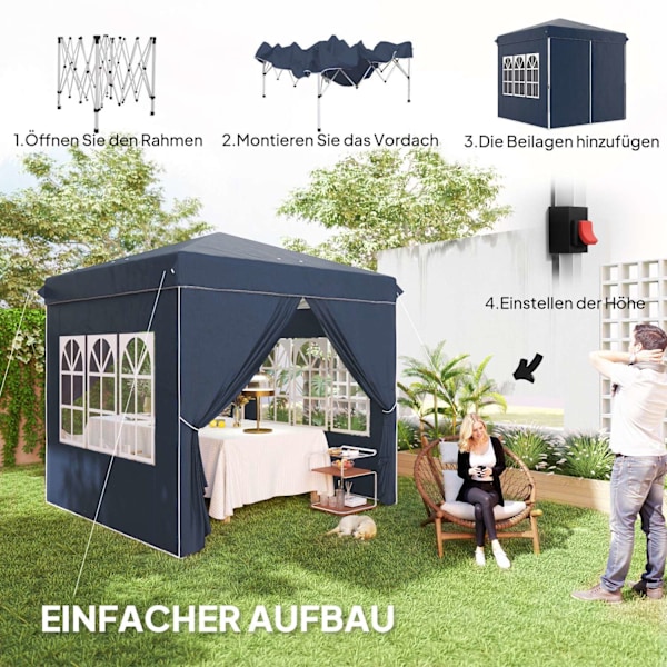 Rootz 2,5 metrin pop -up huvimaja - puutarhateltta - ulkokatos - UPF50+ Suojaus - 248L x 248W x 270H CM - Sisältää sivuseinät ja kantolaukut