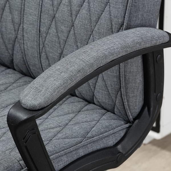 Rootz Kontorsstol - Datorstol - Justerbar i höjdled - Ergonomisk kontorsstol med lutning - Imitation av linne - Grå - 72cm x 65cm x 112,5cm