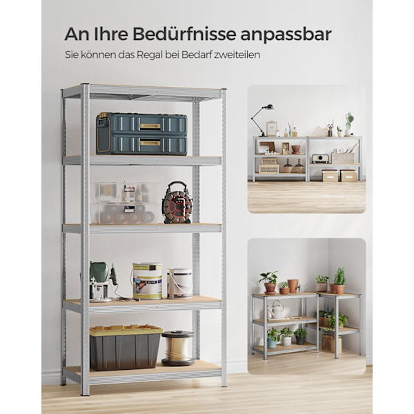 Rootz Garageopbevaringsstativ - Stålreolsystem - Justerbare hylder - Stærk støtte - Rustbestandig - 200 cm x 100 cm x 50 cm