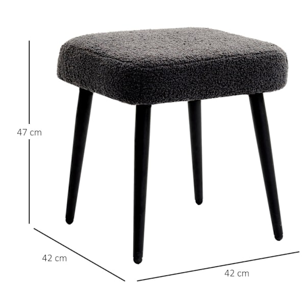 Rootz skammel - Fodstøtte - Osmannisk - Cashmere-look stof - Accent Stol - 42cm x 42cm x 47cm - Mørkegrå - Stålben - 10cm Pude
