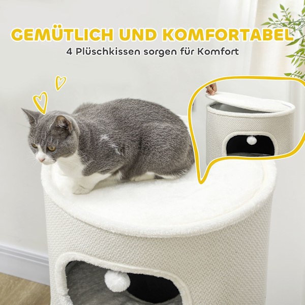 Rootz 4 Tier Cat Barrel - Cat Tower - Sisäinen kissatalo - Scratch & Play - 51 cm Ø x 100 cm H