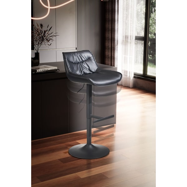 Rootz Modern Design -baarijakkara - Työpöytäjakkara - Kääntyvä jakkara - Musta - 45cm x 86-106cm x 55cm - 360° Kierto - Metallipohja - Pehmeä pehmuste