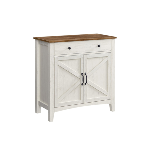 Rootz keittiökaappi - Kaappi - Säilytysyksikkö - Vintage White-Honey Brown - MDF - Lastulevy - Teräs - 40cm x 80cm x 80cm
