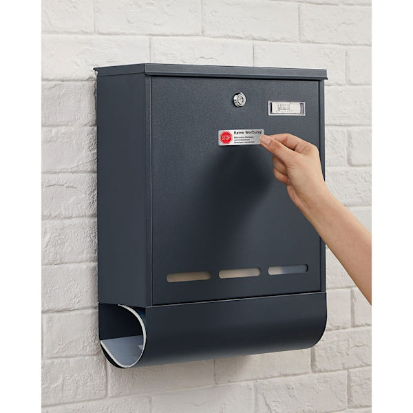 Rootz antracitstål Postlåda - Brevlåda - Postlåda - Pulverlackerat stål - Väderbeständigt - Lätt att installera - Säkert låssystem - 35cm x 12cm x 42,