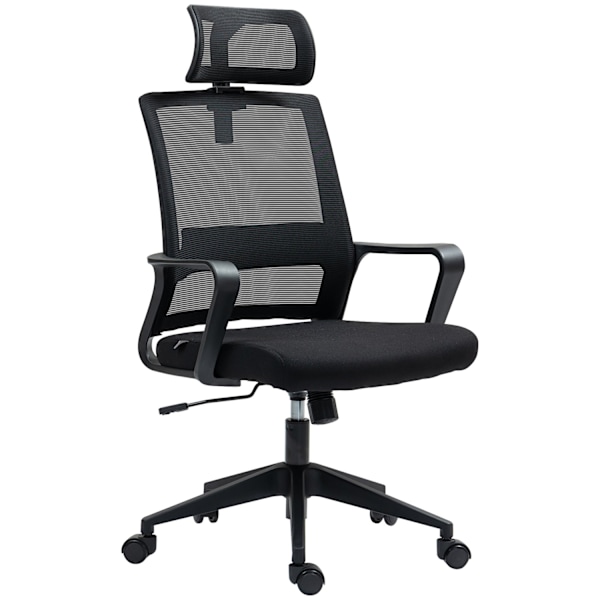 Rootz Justerbar kontorstol - skrivebordsstol - drejestol - Halsstøtte - sort - 60 cm x 64 cm x 102-112cm