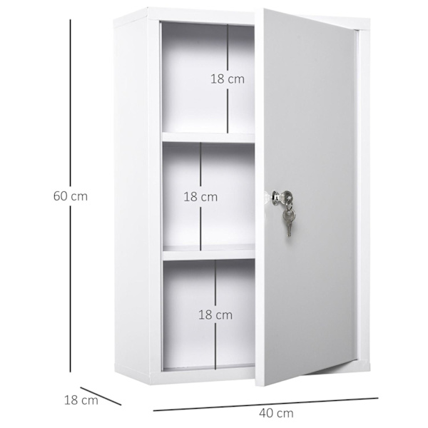 Rootz Medicijnkastje - Wit - Staal - 15,74 cm x 7,08 cm x 23,62 cm