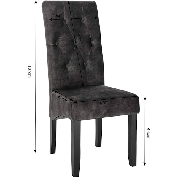 Rootz Set med 4 matstolar - Sammetsklädd - Stolar med hög rygg - Elegant design - Robust konstruktion - Förbättrad komfort - 107 cm x 47 cm x 42 cm