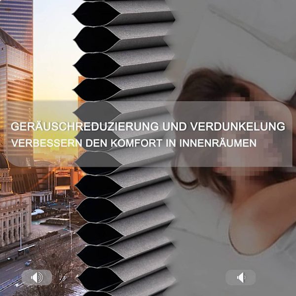 Rootz dubbelplisserad persienn - Aluminiumbelagd - Kedjefri drivning - Bullerreducering - 60-110 cm x 120/130 cm - Mörkgrå-Vit - Lätt att installera