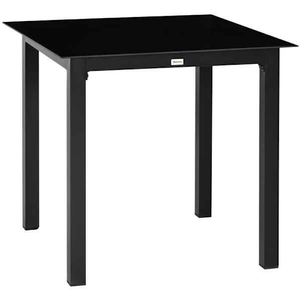 Rootz Garden Table - Ulkopöytä - Outdoor Lounge Pöytä - Säänkestävä - Karkaistu lasi - Musta - 80 x 80 x 74 cm