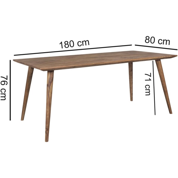 Rootz ruokapöytä 180 x 80 x 76 cm Sheesham maalaismainen massiivipuu - Design maalaistalon ruokapöytä - Ruokasalin pöytä iso - 6 - 8 henkilöä