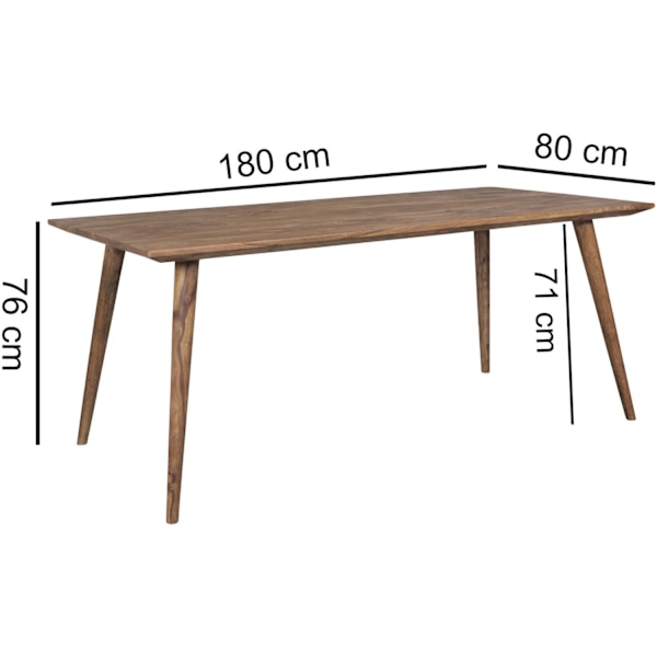 Rootz spisebord 180 x 80 x 76 cm Sheesham rustikt massivt træ - Design landsted spisebord - Bord til spisestue stort - 6 - 8 personer