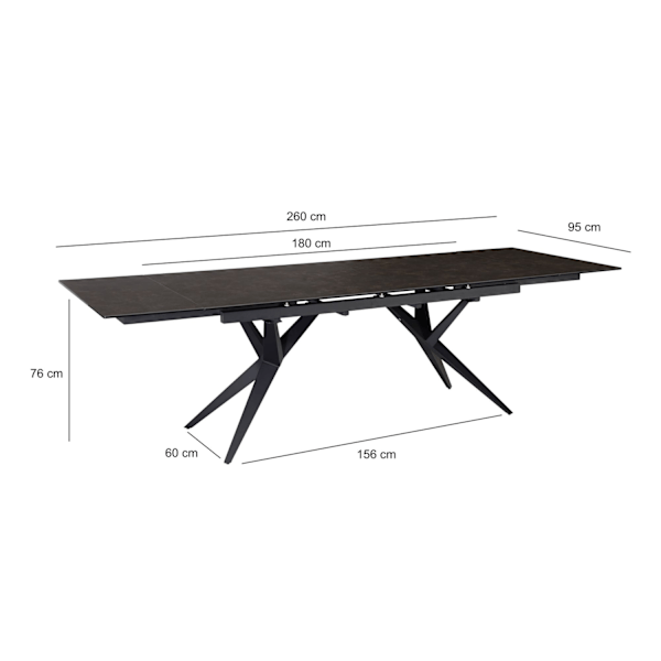 Rootz Stor spisebord - Moderne bord - Rektangulært bord - plads til 12 - 180-260 cm x 95 cm x 76 cm