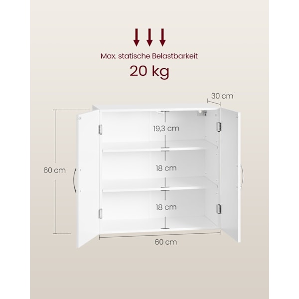 Rootz Badrumsskåp - MDF-förvaringsenhet - Organizer - Utrymmesbesparande - 30cm x 60cm x 60cm