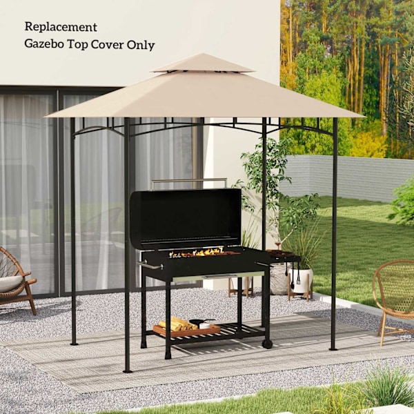 Rootz Garden Gazebo Replacement prespaulin - BBQ Grill Gazebo Roof - Sunshade Canopy - UPF50+ Protection - 244CM X 152CM