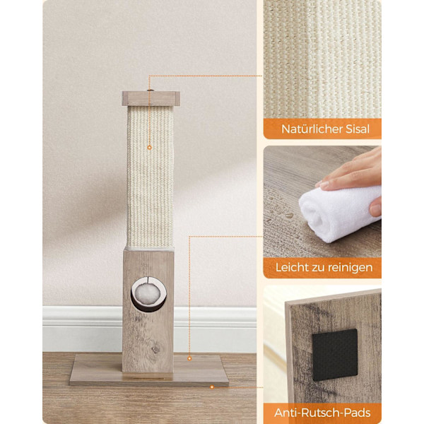 Rootz Skrapstolpe Cat Tree - Cat Scratcher - Cat Climbing Tower - Spånskivakonstruktion - Sisal Rep - 38cm x 38cm x 73cm