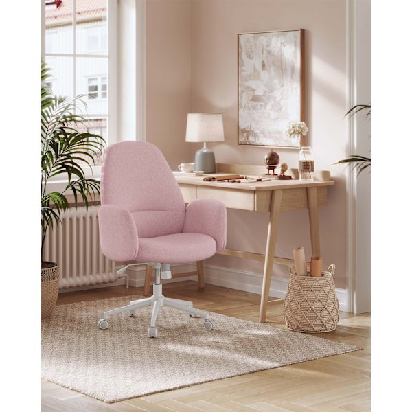 Rootz Swivel Chair Höjdjusterbar med armstöd - Pastellrosa - Task Chair - Ergonomisk kontorsstol - 70cm x 70cm x (101-109cm)