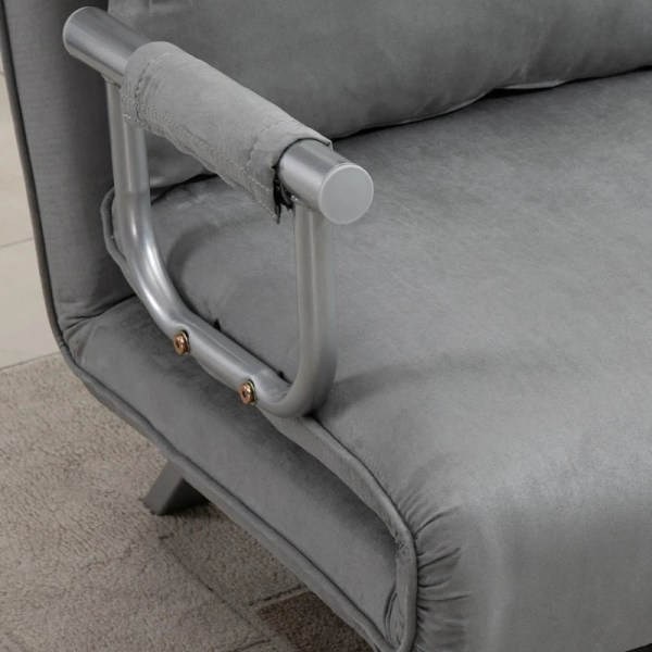 Rootz Bäddsoffa - Dubbelsoffa - Gästsäng - Stålram - Mjukt fodral i fuskmocka - Inklusive 2 kuddar - Sammetspolyester - Grå - 105W x 60D x 37H cm