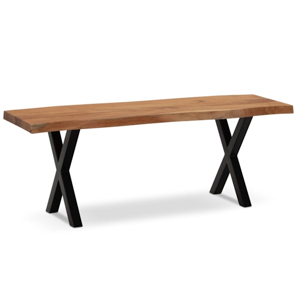 Rootz Modern Design Gangbænk - Solid entrésæde - Trækanter - Håndlavet - 120 cm x 40 cm x 45,5 cm - Akacietræ - Jernben