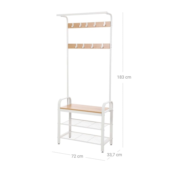 Rootz moderne garderobe med jerntræk - knagerække i industriel stil - Entrémøbler - Spånplade og jern - 72 cm x 33,7 cm x 183 cm