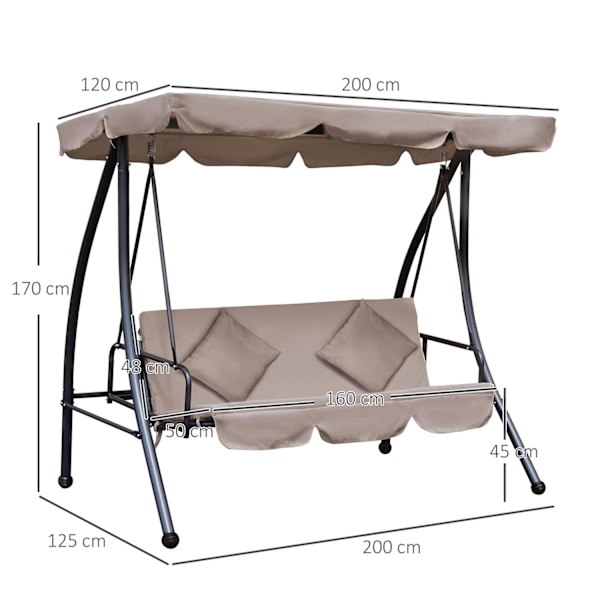 Rootz Hollywood Swing med liggende funktion - udendørs sofa - Patio seng - Høj komfort - 200 cm x 125 cm x 170 cm