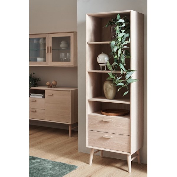 Rootz-kirjahylly - Säilytyskaappi - Hyllyyksikkö - Massiivitammi ja MDF - Kestävä Soft-Close-laatikoilla - Monipuolinen säilytys - 40cm x 60cm x 187cm