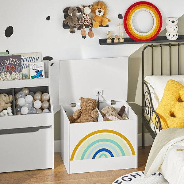 Rootz Toy Chest - Toy Box - Förvaringslåda för barn - Stabil MDF-konstruktion - Barnvänlig höjd - Stora fack - 62cm x 44cm x 40cm