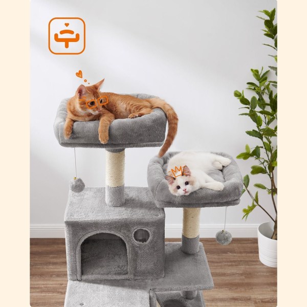 Rootz Multi-Level Cat-skrapstolpe - Kattträd - Kattlägenhet - Material av hög kvalitet - Mysigt plyschskydd - Interaktiva lekfunktioner - Skyddar möbl