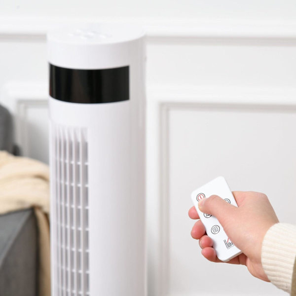 Rootz Tower Ventilator med fjernbetjening - Hvid - Pe Plast, Stål - 11,81 cm x 11,81 cm x 43,3 cm
