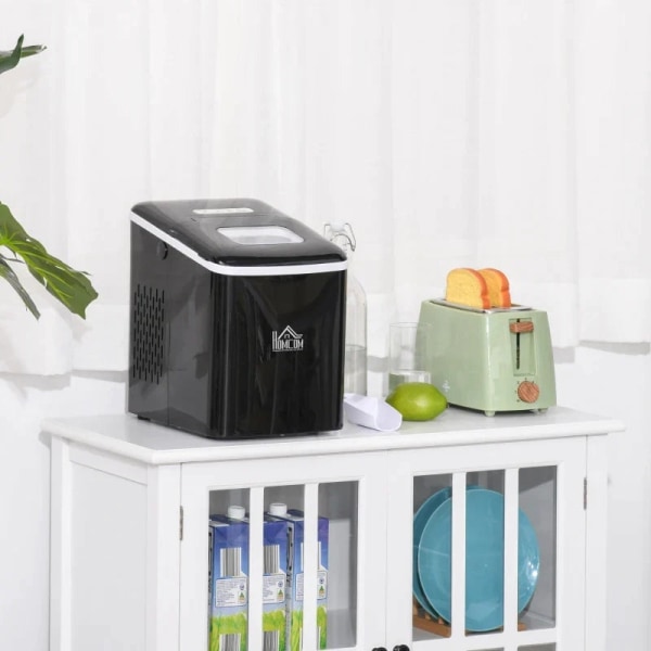 Rootz Ice Cube Machine - 12kg/24h 2l Ice Cube Maker med LED-skärm - Ice Scoop - Självrengörande funktion - Plast - Svart - 21,2 x 29,5 x 32,6 cm