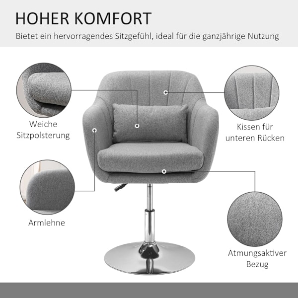 Rootz arbetspall - Snurrstol - Bänkstol - Barstol - Justerbar i höjdled - 360° vridbar - Maximal komfort - 60W x 60D x 79-91H cm - Linneliknande polye