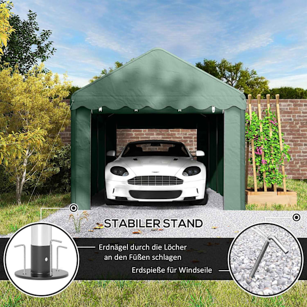 Rootz Carport Vehicle Shelter - Portable Garage - Tält Garage - UV Resistant - 594x300x280cm - Rymligt skydd för bilar och båtar