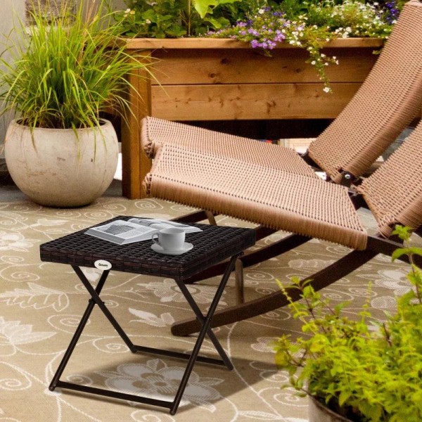 Rootz Foldebord - Sofabord - Havebord - Sidebord - Havemøbler - Blomsterstativ - Brun - 40 x 40 x 40 cm