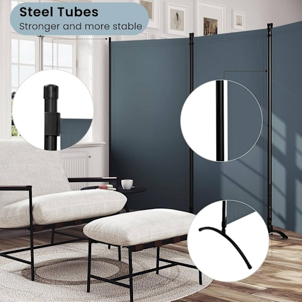 Rootz Room Divider Screen - Privacy Skillevæg - Folde Privacy Screen - 160g/m² Polyester - 255cm x 181cm - Indendørs/Udendørs brug