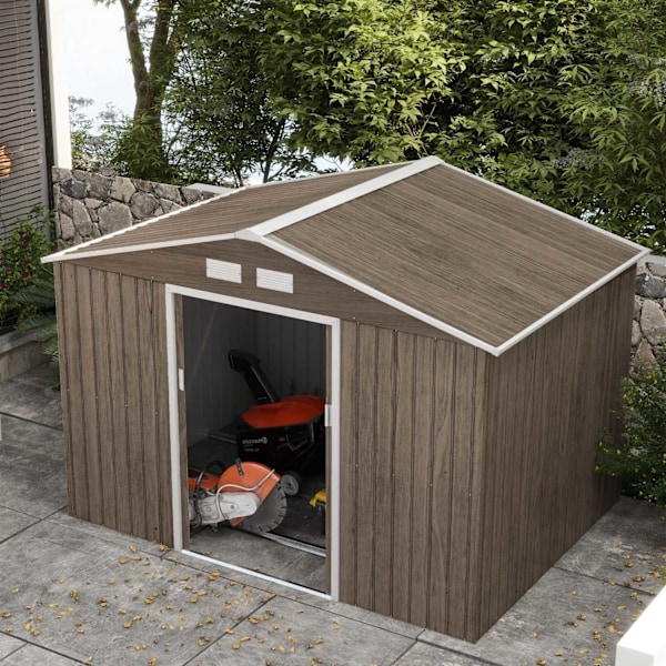 Rootz Tool Shed - Bike Shed - Haveopbevaring - Vejrbestandigt metal - 2,7 m x 1,9 m x 1,9 m - Robust galvaniseret stålkonstruktion